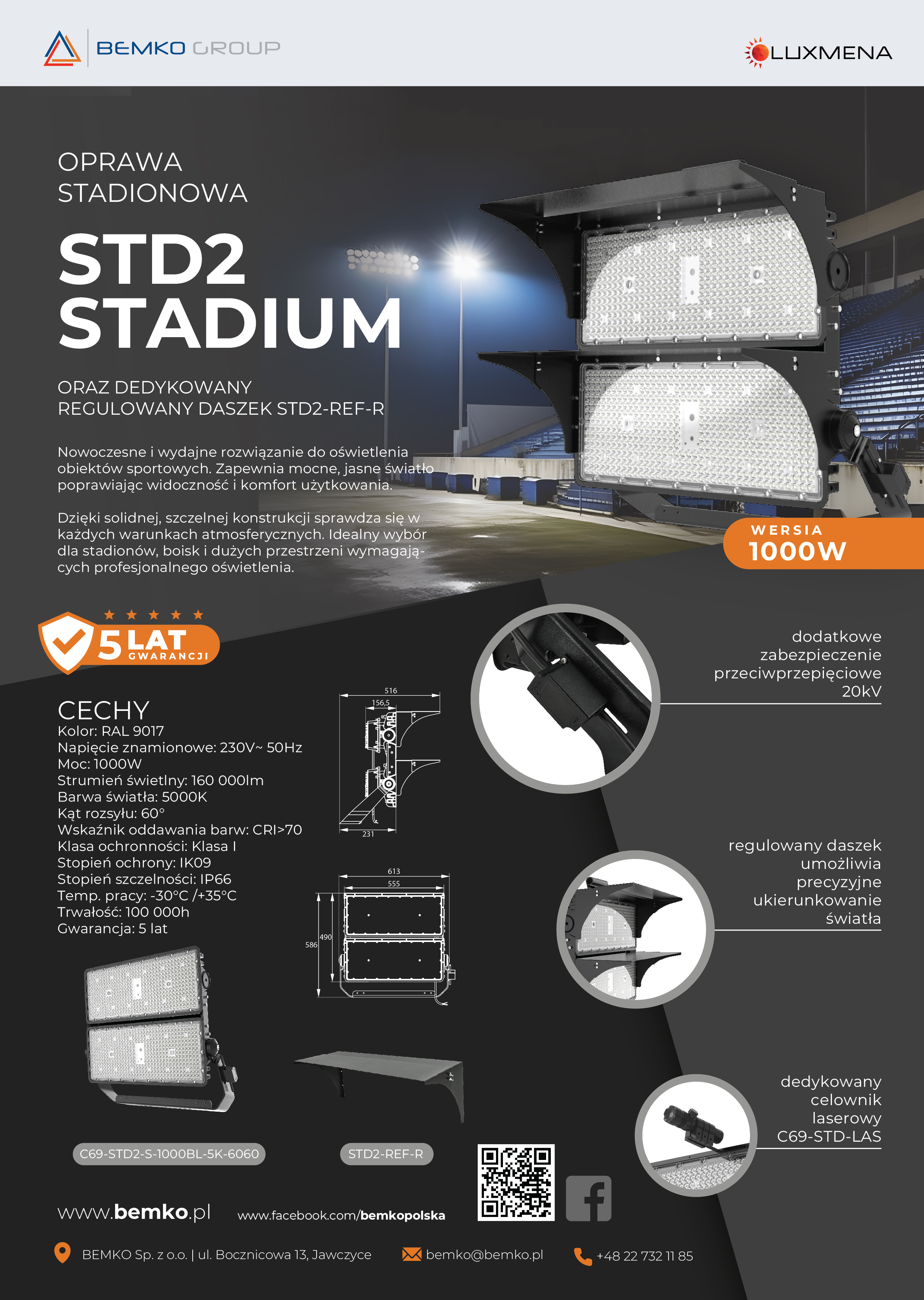 OPRAWA STADIONOWA STD2 STADIUM 1000W - NOWOŚĆ